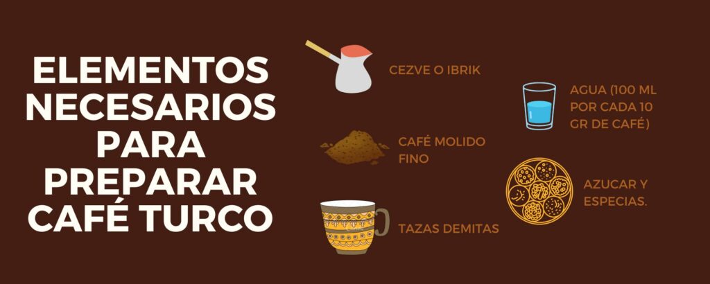elementos para preparar café turco